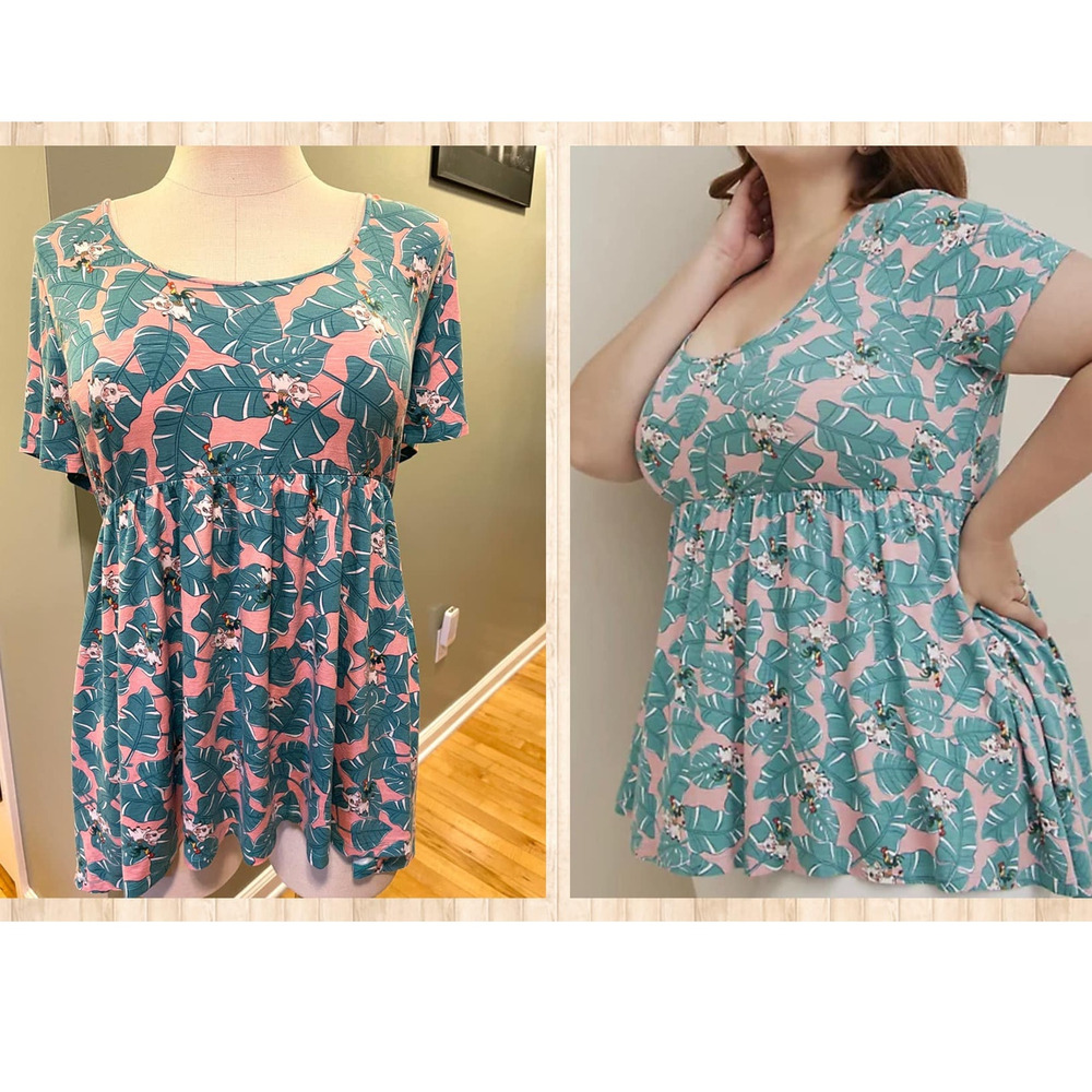 Torrid 3 (3X 22/24) Disney Moana and Friends Pink Empire Babydoll Tunic Top New